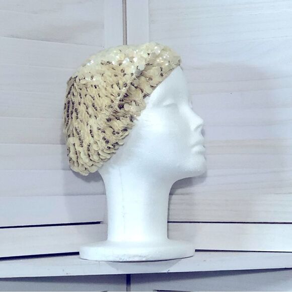Vintage Handmade Beaded Sequin Beret Hat - Picture 1 of 9